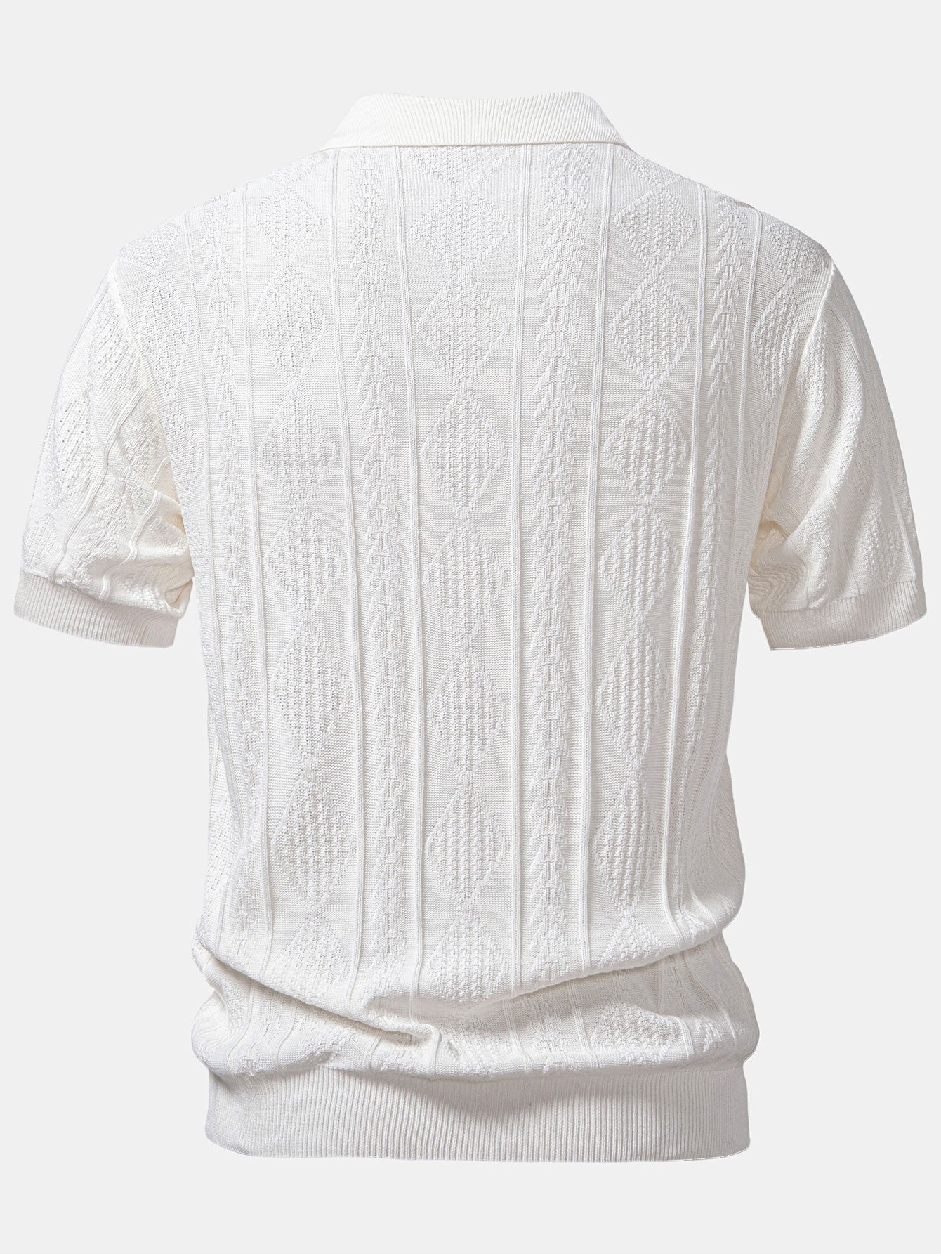 Geometric Jacquard Knitted Polo Shirt & Slim Fit Tapered Trousers