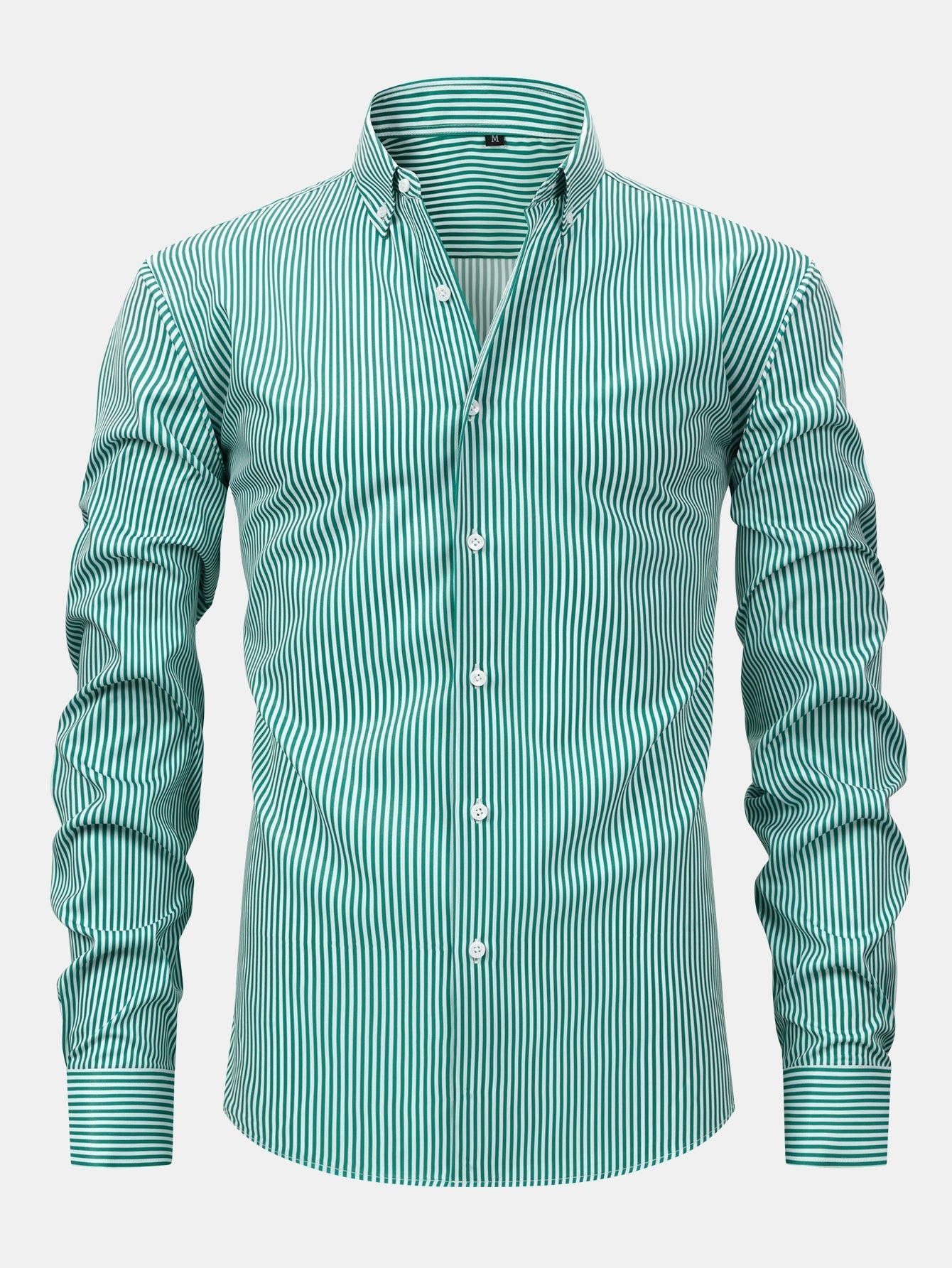 Long Sleeve Stripe Button Up Shirt & Slim Fit Tapered Trousers